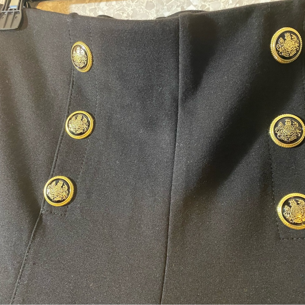 Elegant Black High-Waisted Pants with Gold Button Accents